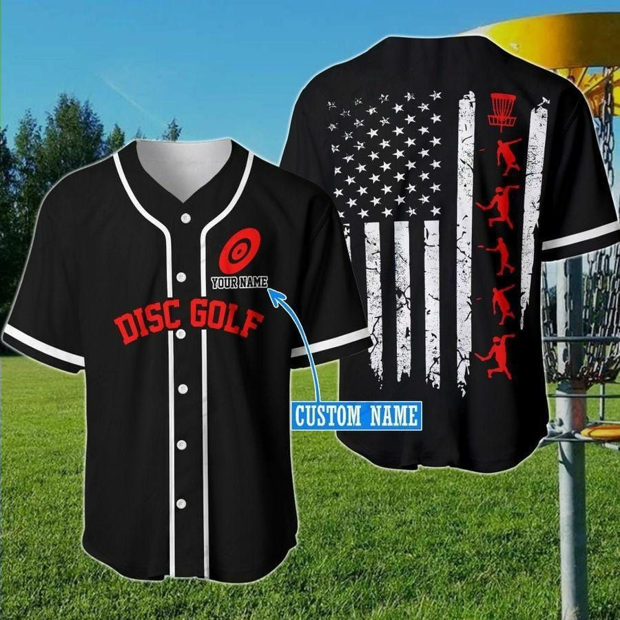 Disc Golf Line Flag Custom Name Baseball Jersey