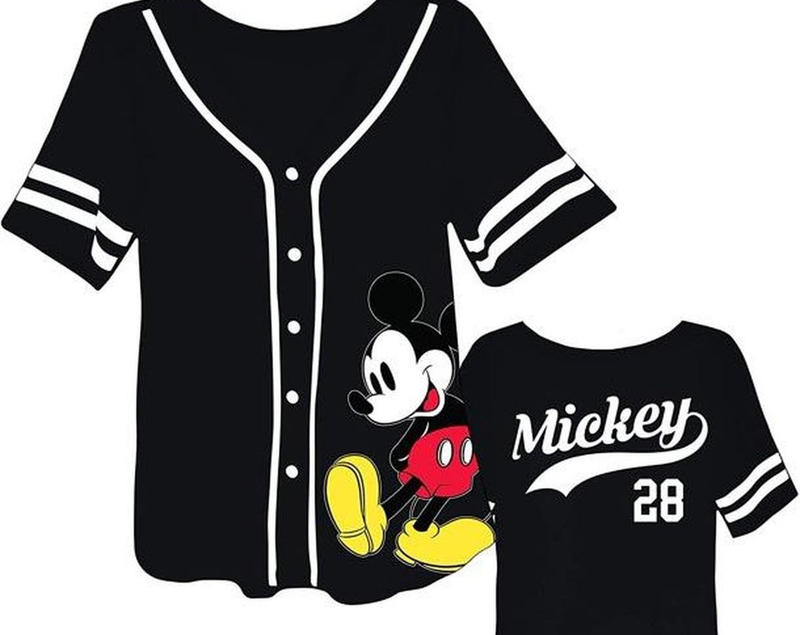 Disney Ladies Mickey Mouse Fashion Shirt Mickey Mouse Baseball Jersey Shirt Disney Unisex