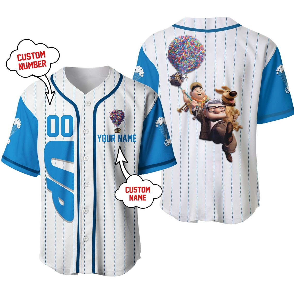 Disney Up Personalized Baseball Jersey Disney Cartoon Custom Baseball Jersey Personalized Shirt Men Women Kids