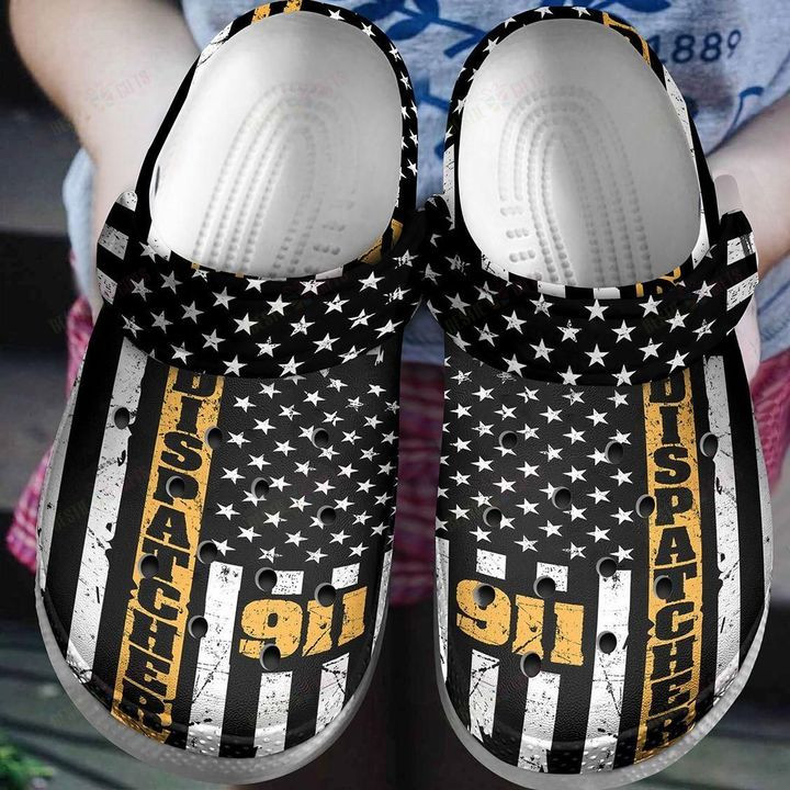 Dispatcher 911 American Dispatcher Flag Crocs Classic Clogs Shoes