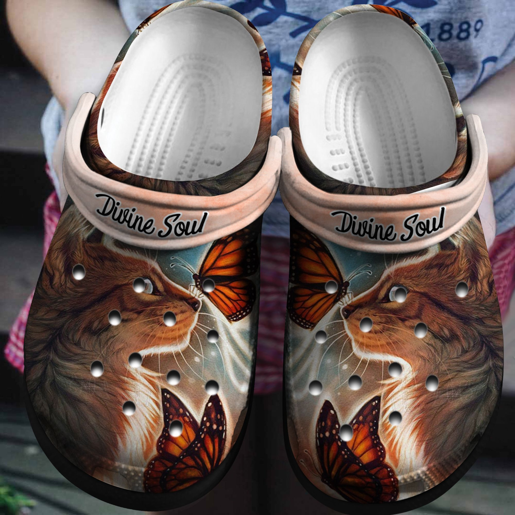 Divine Soul Cat And Butterfly Crocs Shoes Animal Art Crocs Crocbland Clog Gift For Man Woman Boy Girl