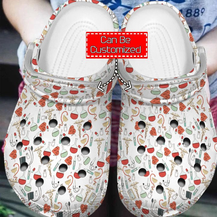Doctor Nurse Pattern Clogs Shoes Nurse Crocs