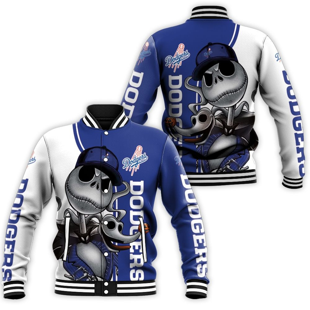 Dodgers Jack Skellington And Zero Baseball Jacket for Men Women