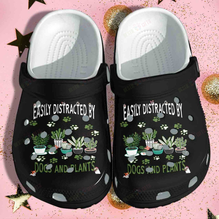 Dog And Plants Easily Distracted By Dog Crocs Classic Clogs Shoes