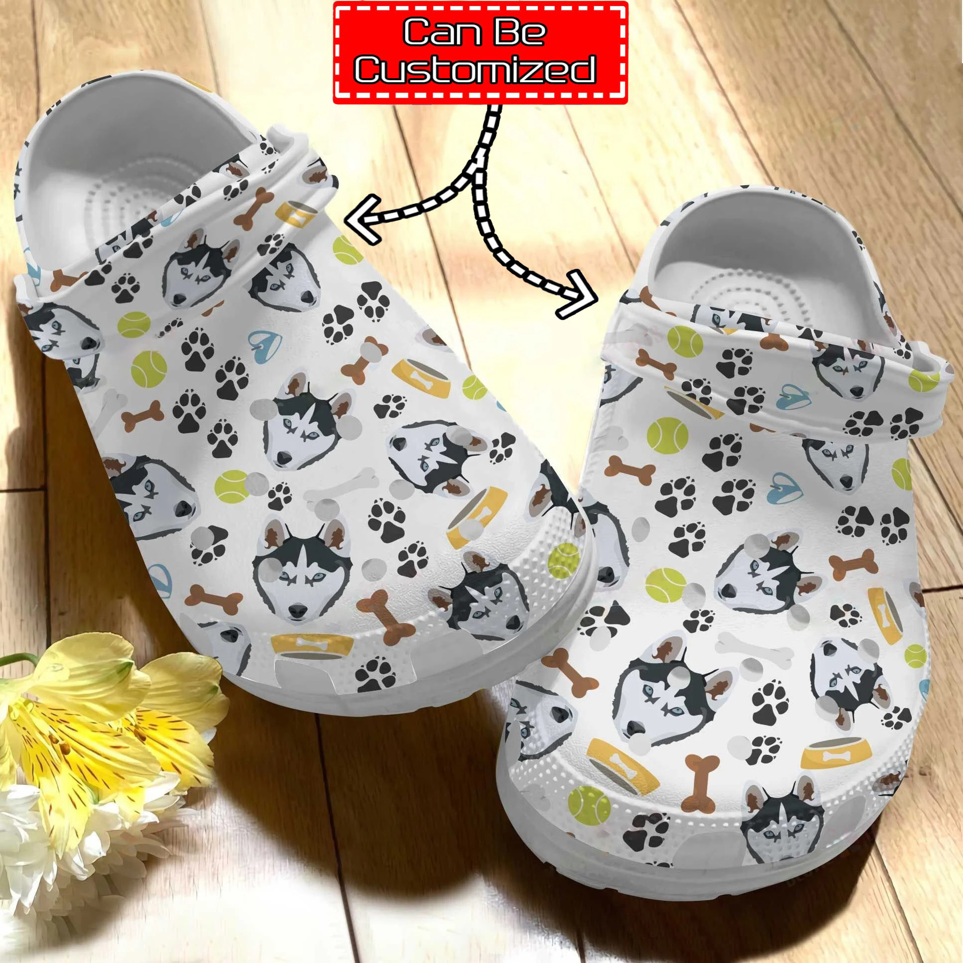 Dog Crocs Personalized Husky Stuff Pattern Clog Shoes