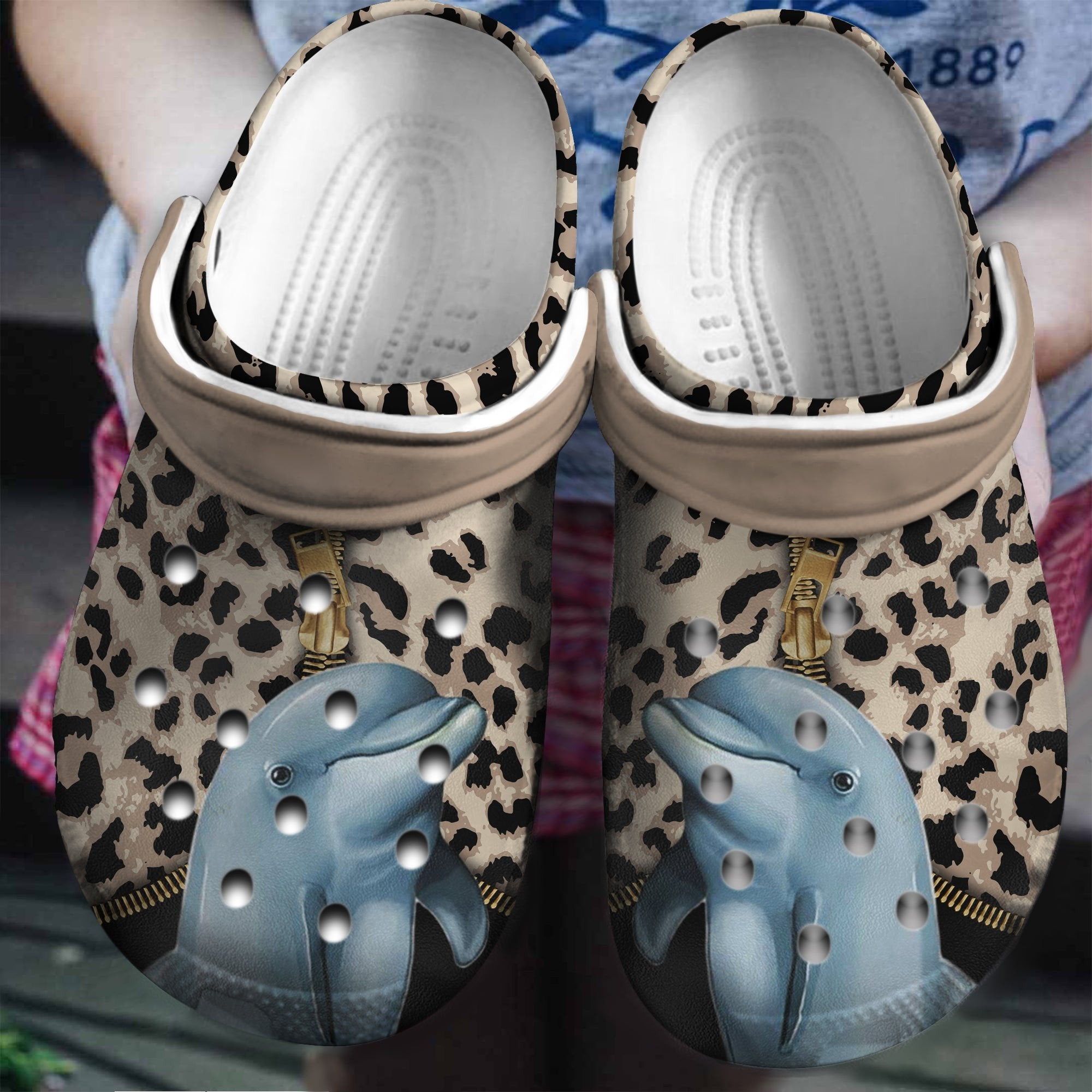 Dolphin Leopard Shoes Crocs Clogs Gifts For Birthday Christmas