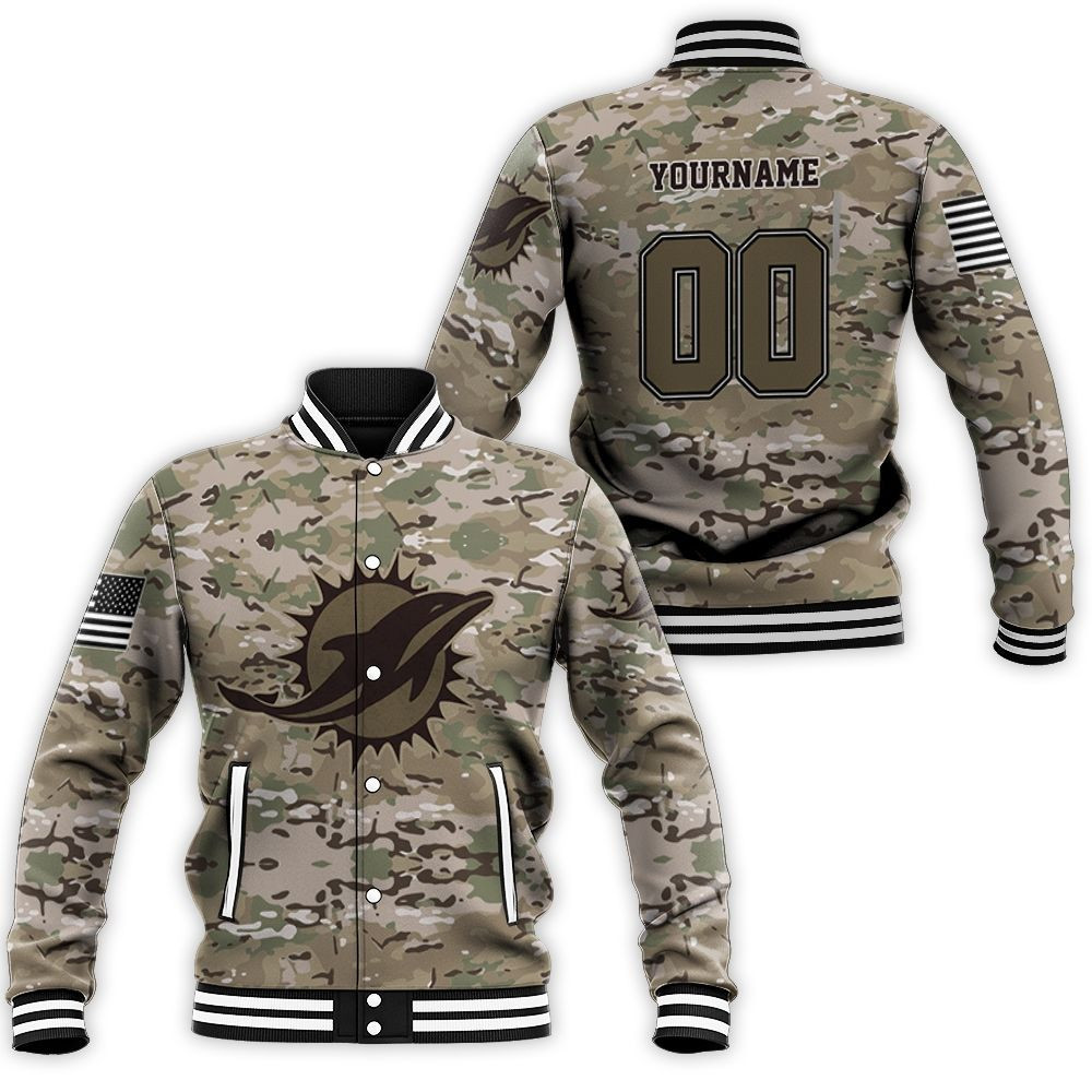 Dolphins Camoflage Pattern 3d Baseball Jacket for Men Women