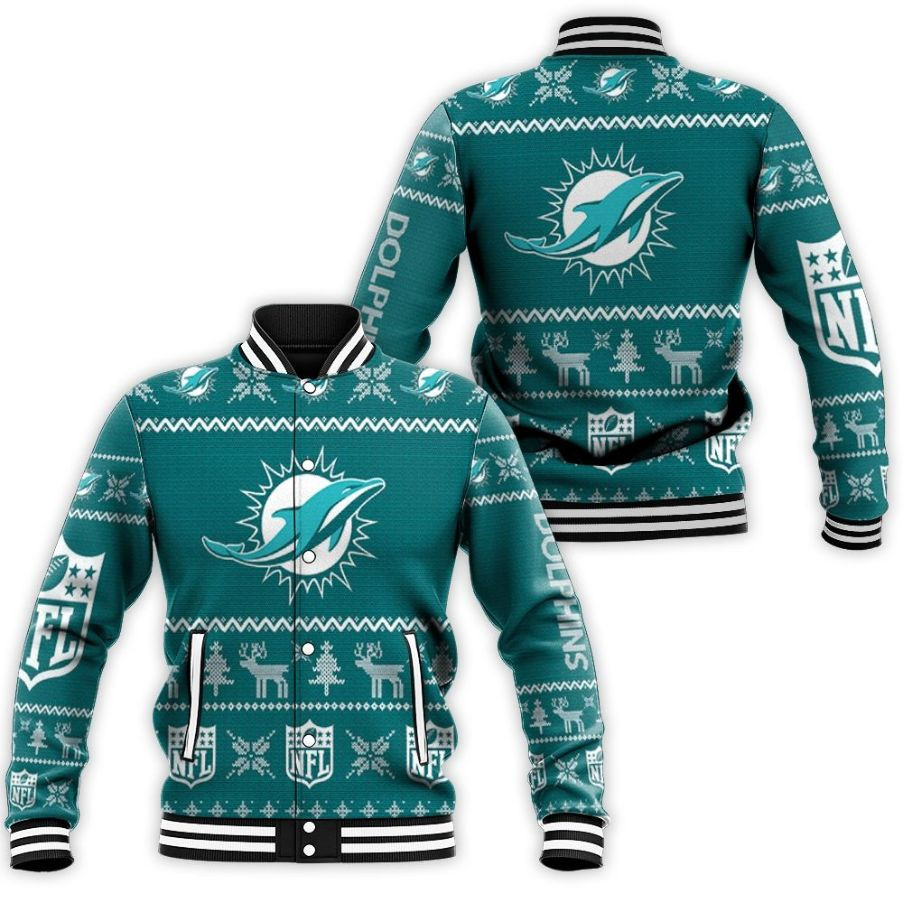 Dolphins Christmas 3d Baseball Jacket for Men Women