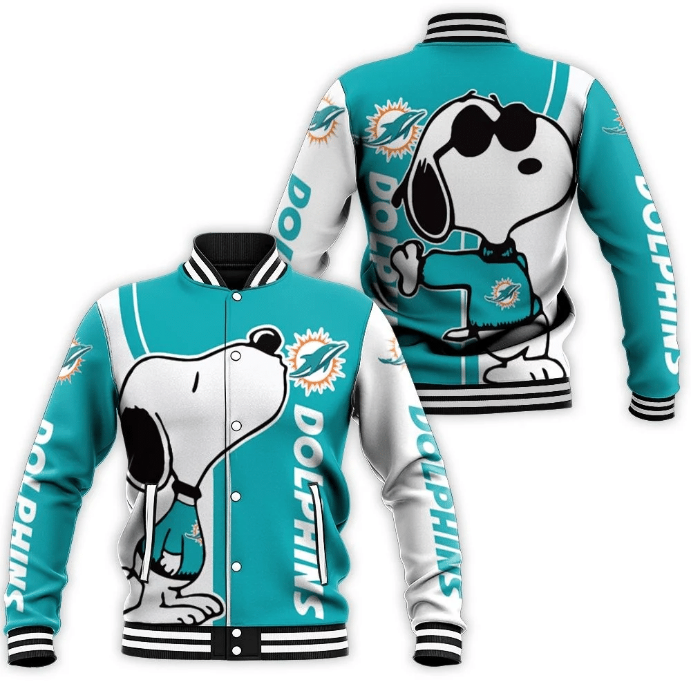 Dolphins Snoopy Lover 3d Printed Baseball Jacket for Men Women