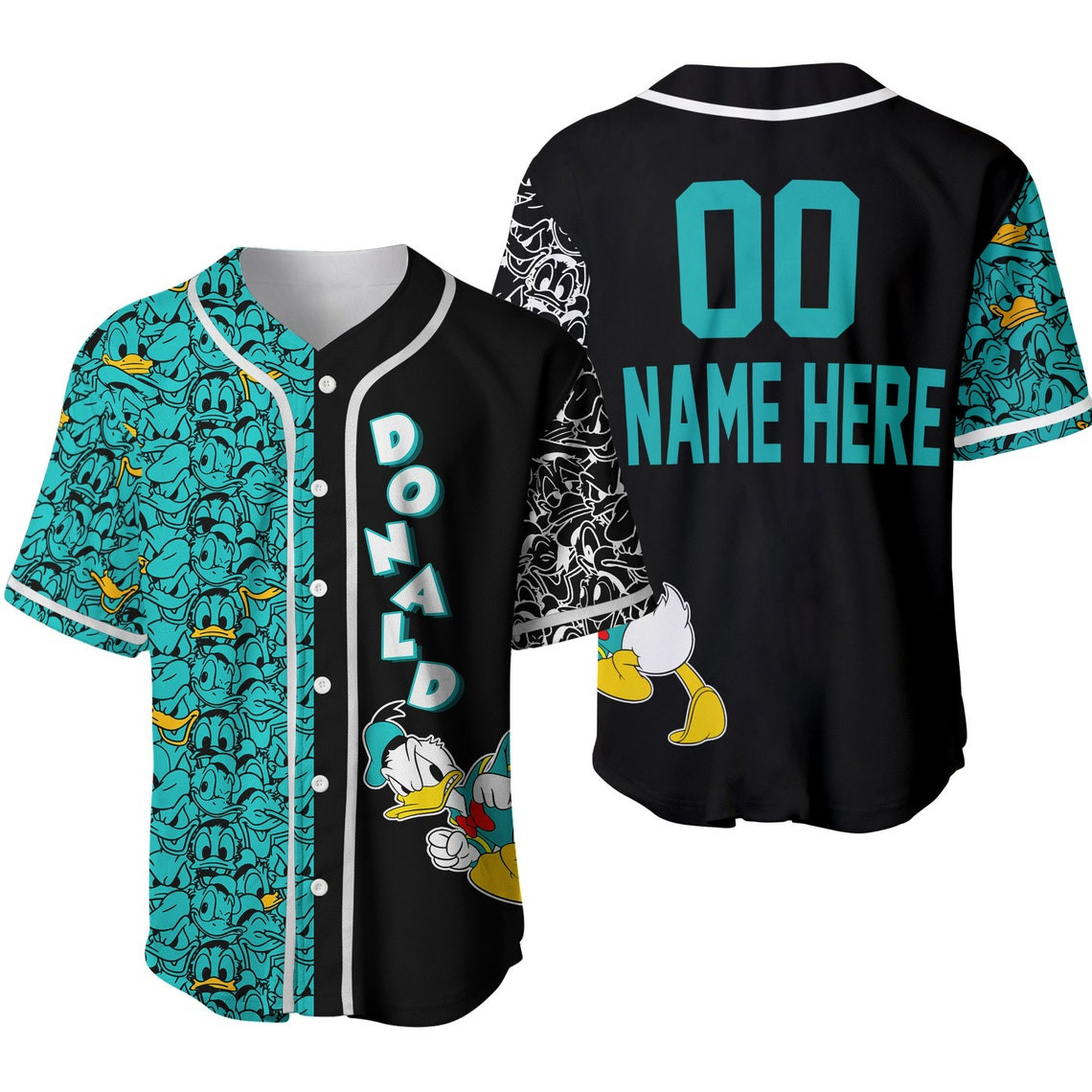 Donald Duck Disney Baseball Jersey Disney Cartoon Custom Baseball Jersey Personalized Shirt Men Women Kids