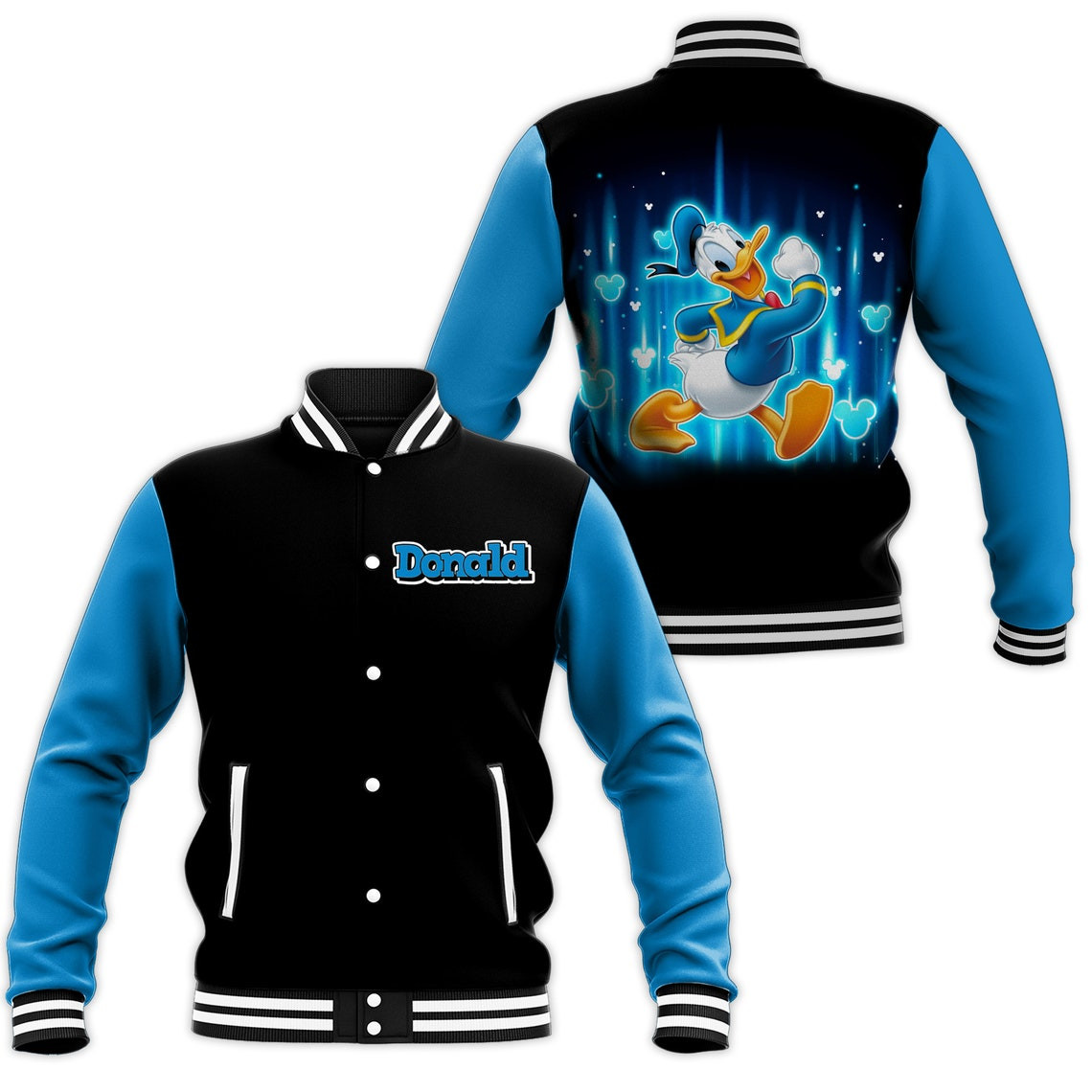 Donald Duck Disney Cartoon Personalized Baseball Jacket for Men Women