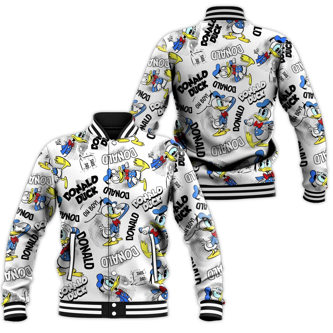 Donald Duck Pattern 1 Disney Cartoon Personalized Baseball Jacket for Men Women