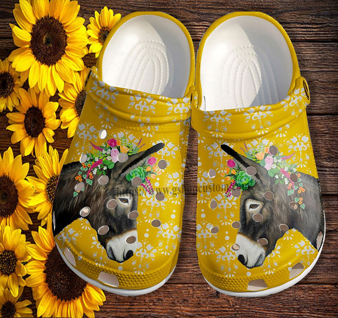 Donkey Flower Boho Crocs Shoes Gift Farmer- Donkey Girl Horse Lover Clogs Gift Women
