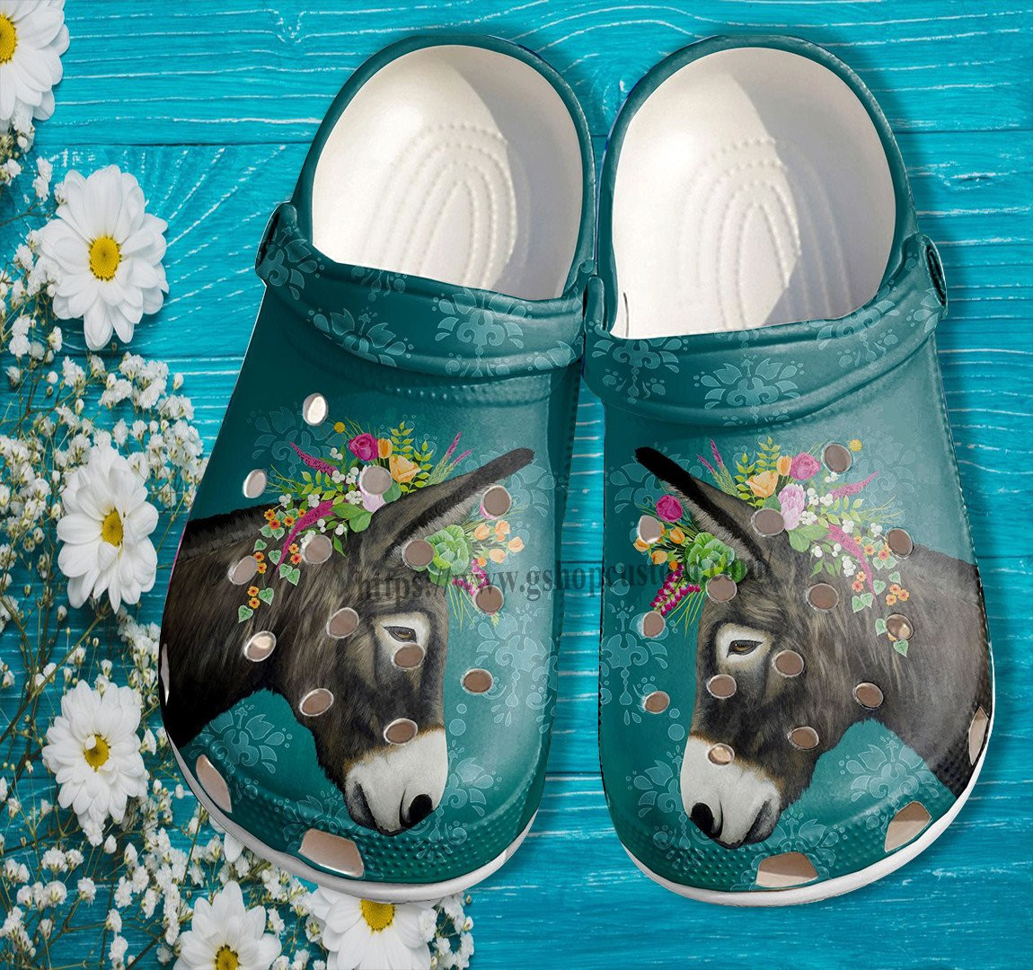 Donkey Girl Flower Crocs Shoes Gift Daughter - Donkey Girl Horse Lover Clogs Gift Women Mother Day