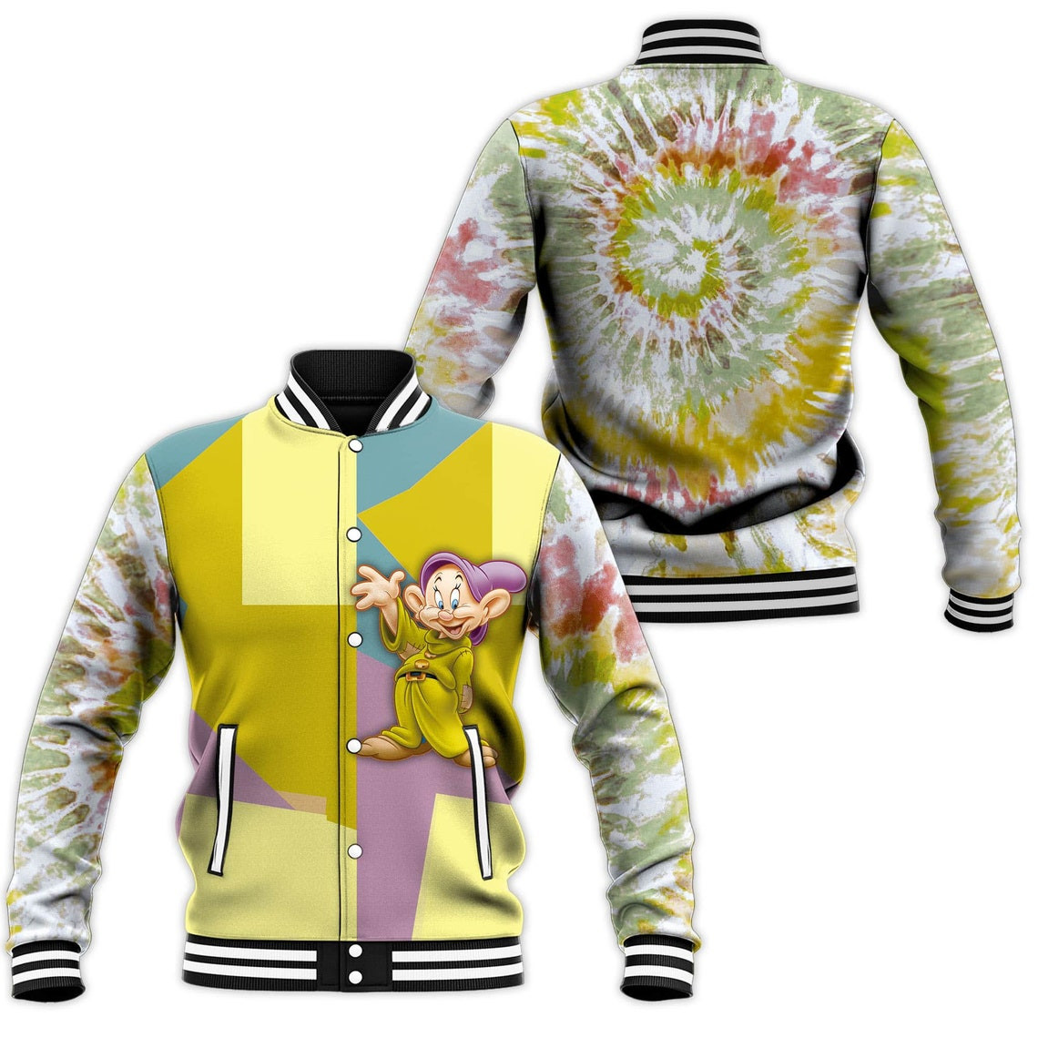 Dopey Disney Cartoon Personalized Baseball Jacket for Men Women