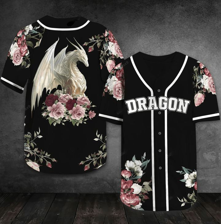 Dragon Flower Of Elegance 3d Personalized 3d Baseball Jersey va, Unisex Jersey Shirt for Men Women