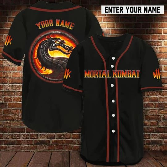Dragon Mortal Kombat Custom Name Baseball Jersey