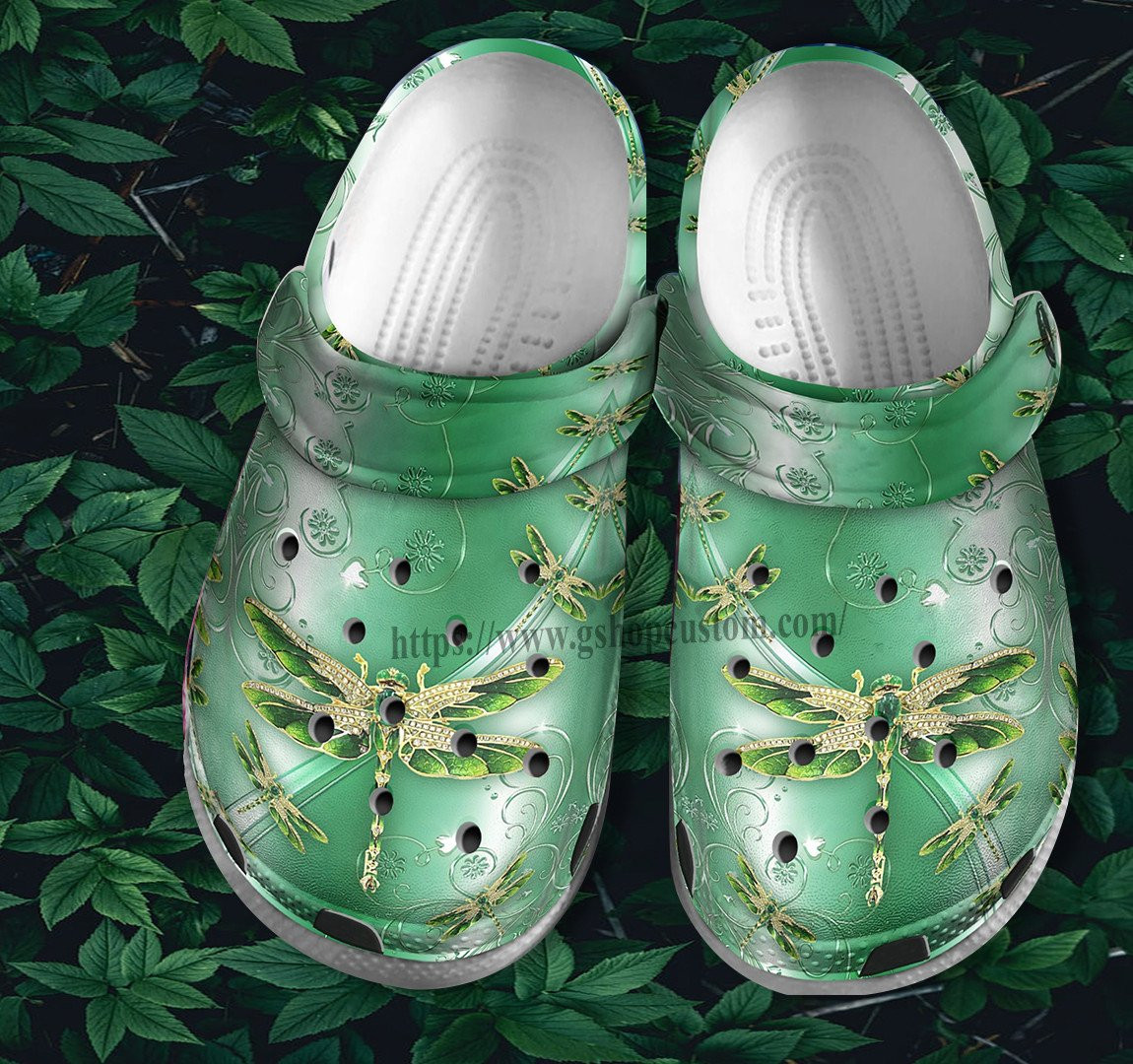 Dragonfly Jade Green Crocs Shoes Gift Wife Daughter - Hippie Dragonfly Boho Clogs Gift Women Mother Day