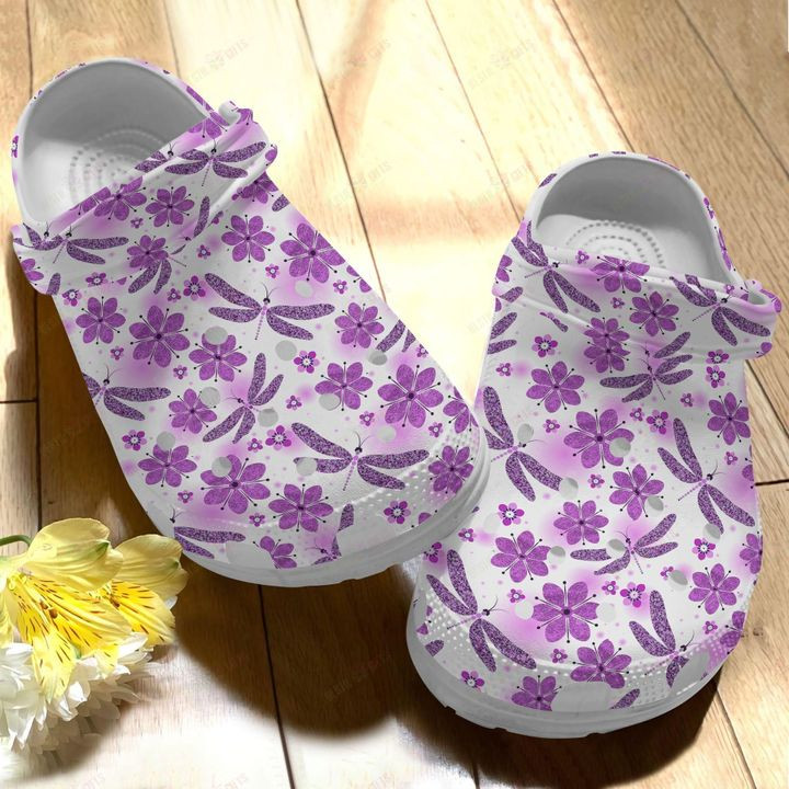 Dragonfly Purple Crocs Classic Clogs Shoes
