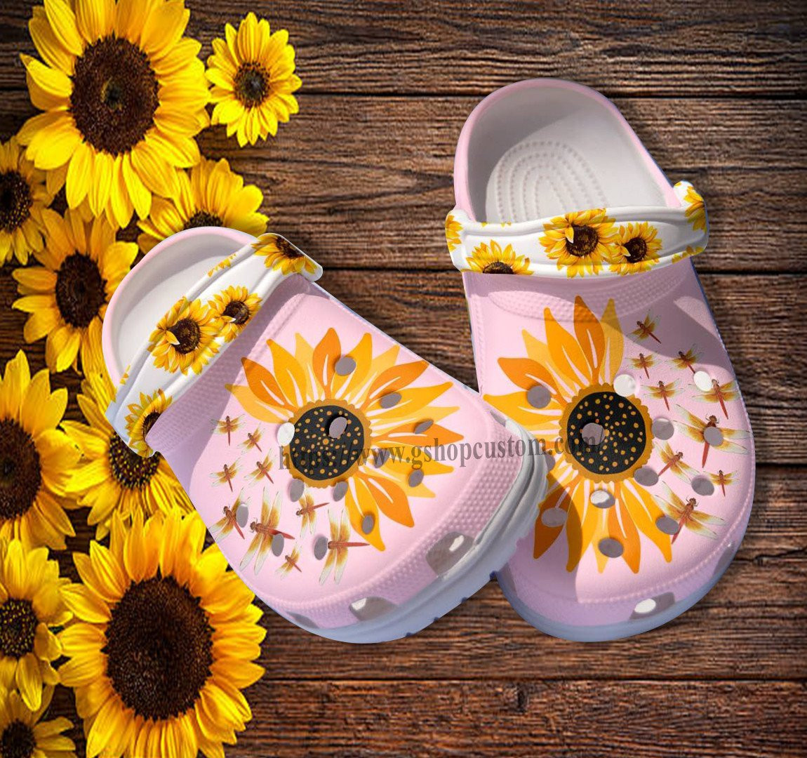 Dragonfly Sunflower Croc Shoes Clogs Gift Mother Day 2022