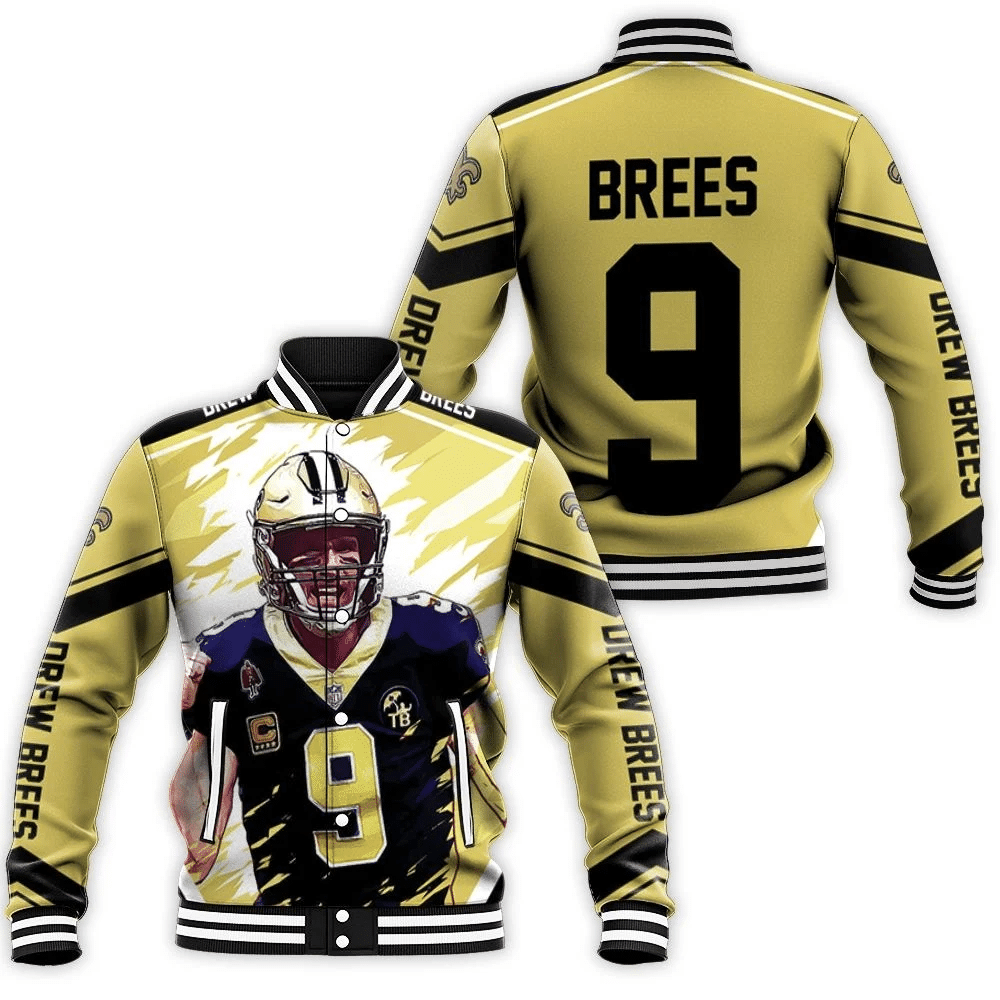 Drew Brees New Orleans Saints Artwork Baseball Jacket for Men Women