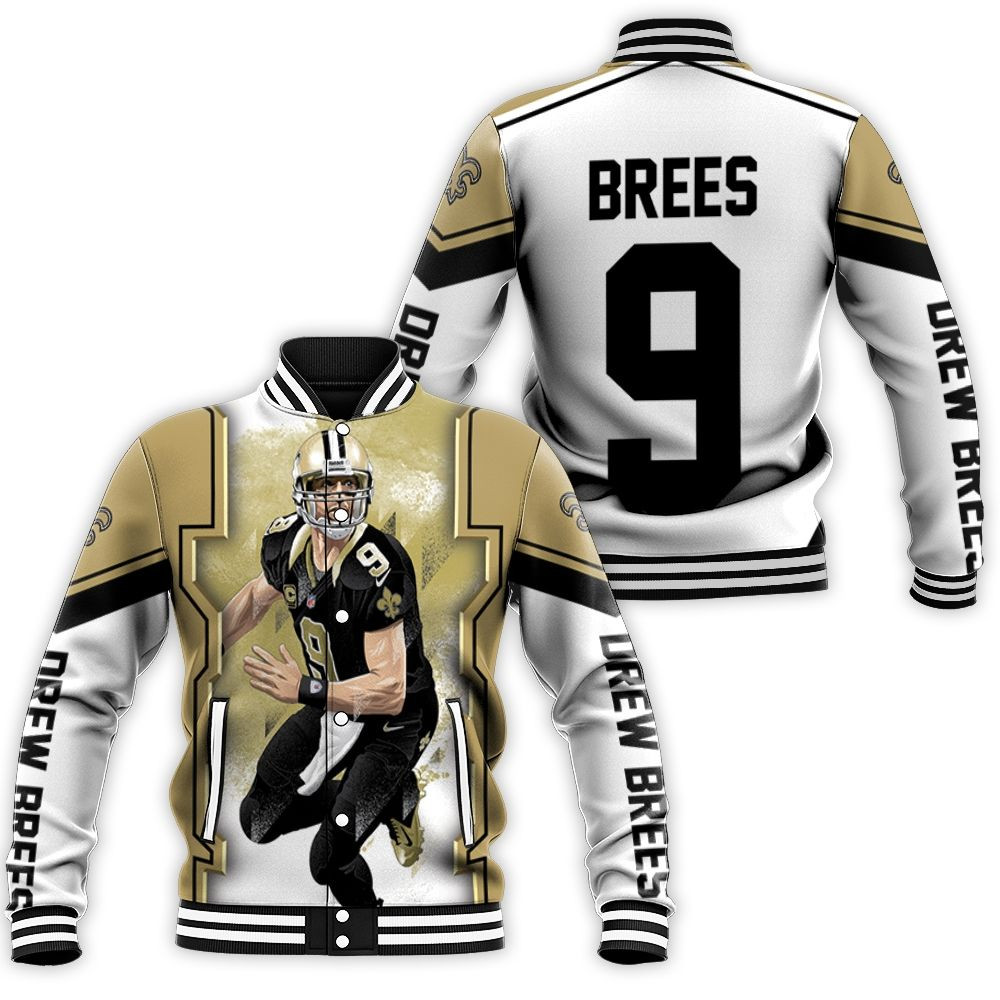 Drew Brees New Orleans Saints Oil Painting Baseball Jacket for Men Women