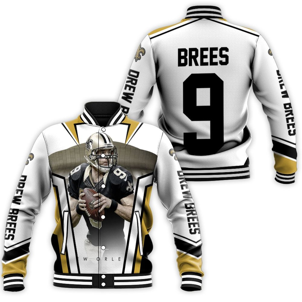 Drew Brees New Orleans Saints Stadium Background Baseball Jacket for Men Women