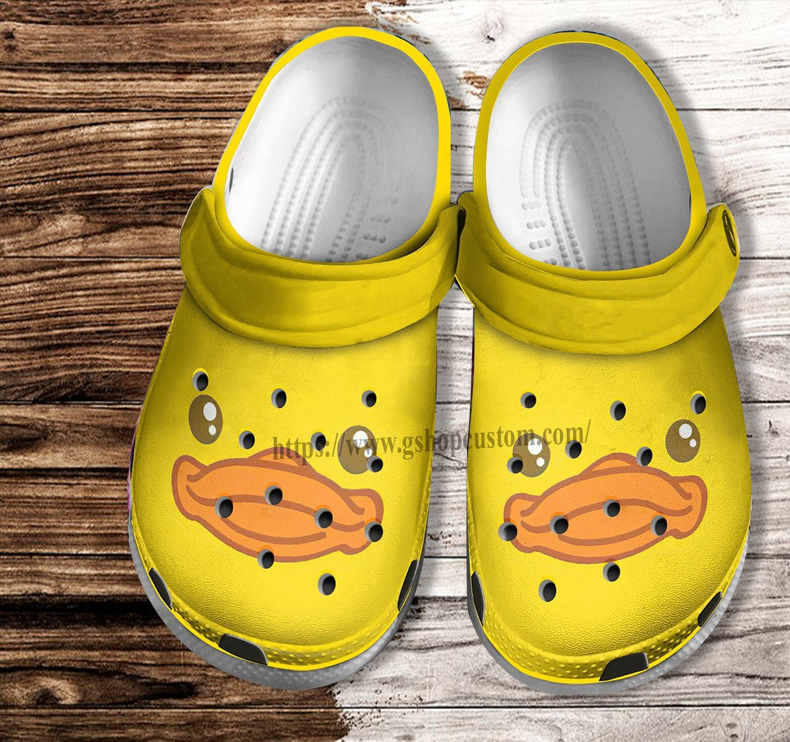 Duck Face Yellow Crocs Shoes For Men Women - Funny Duck Speculum Face Croc Clogs Shoes Gift Birthday
