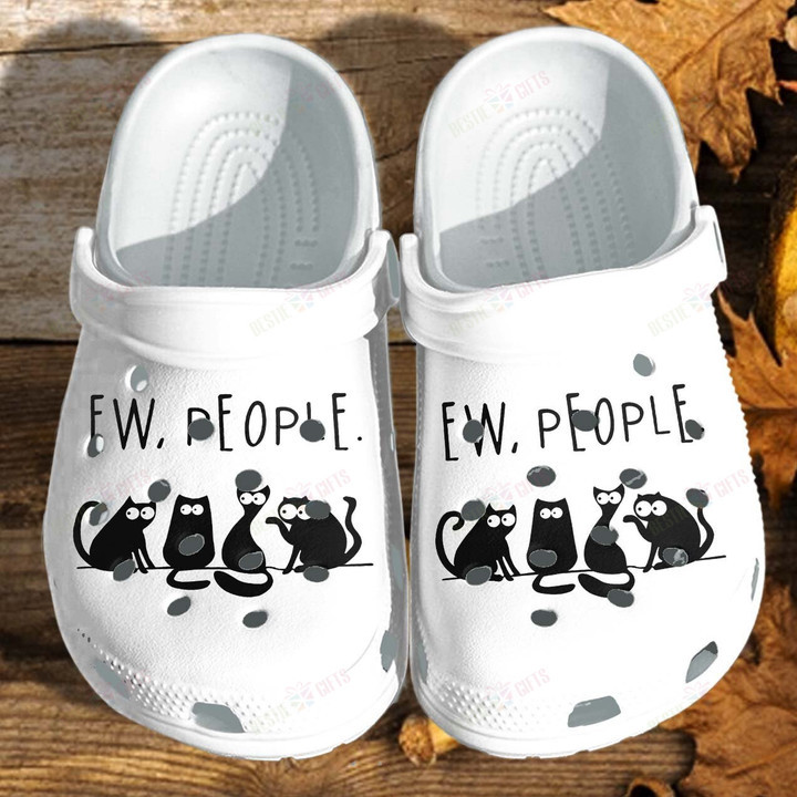 EW People Black Cat Crocs Classic Clogs Shoes PANCR0642