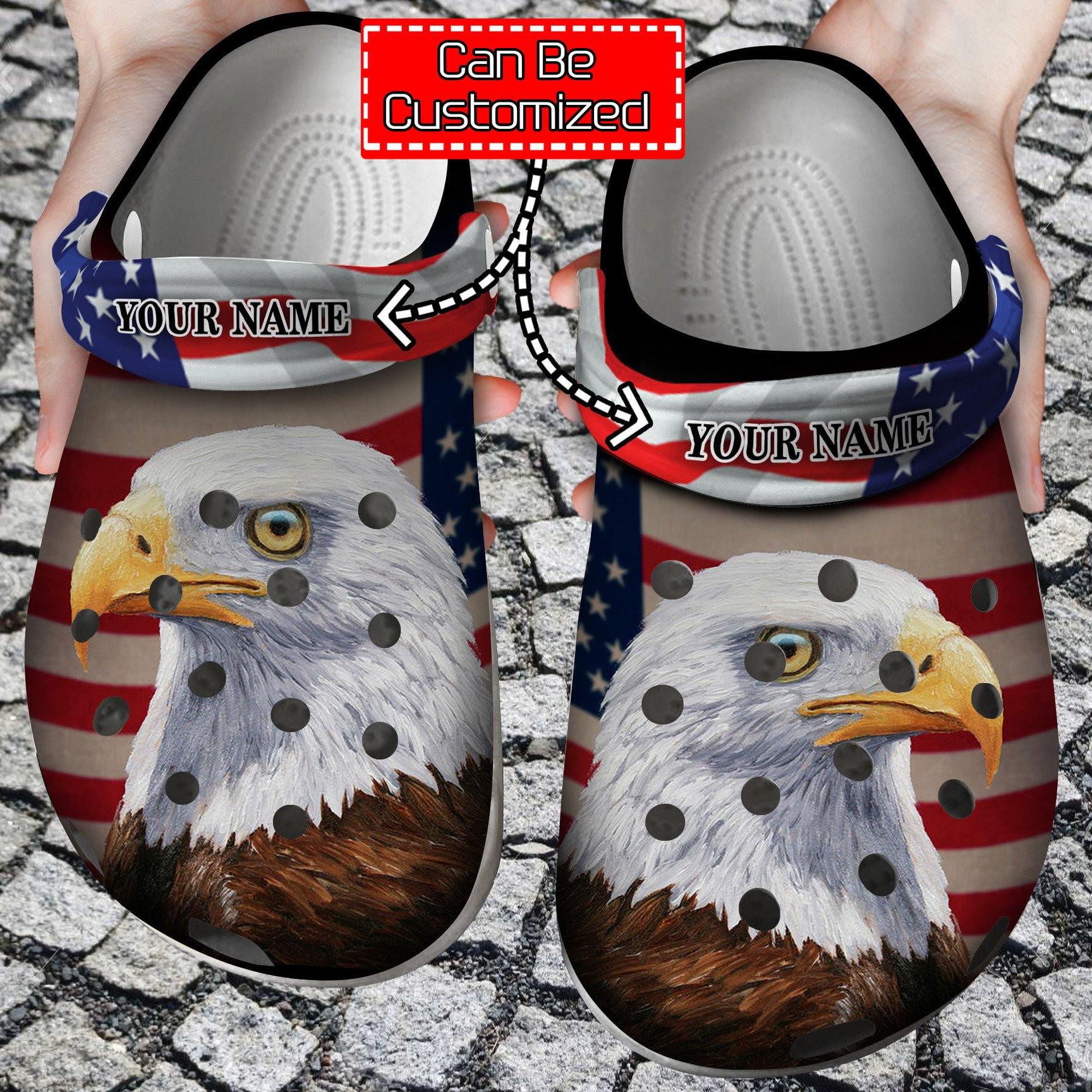 Eagle America Flag Veterans Gift Crocs Clog Shoes Personalized Veterans Crocs