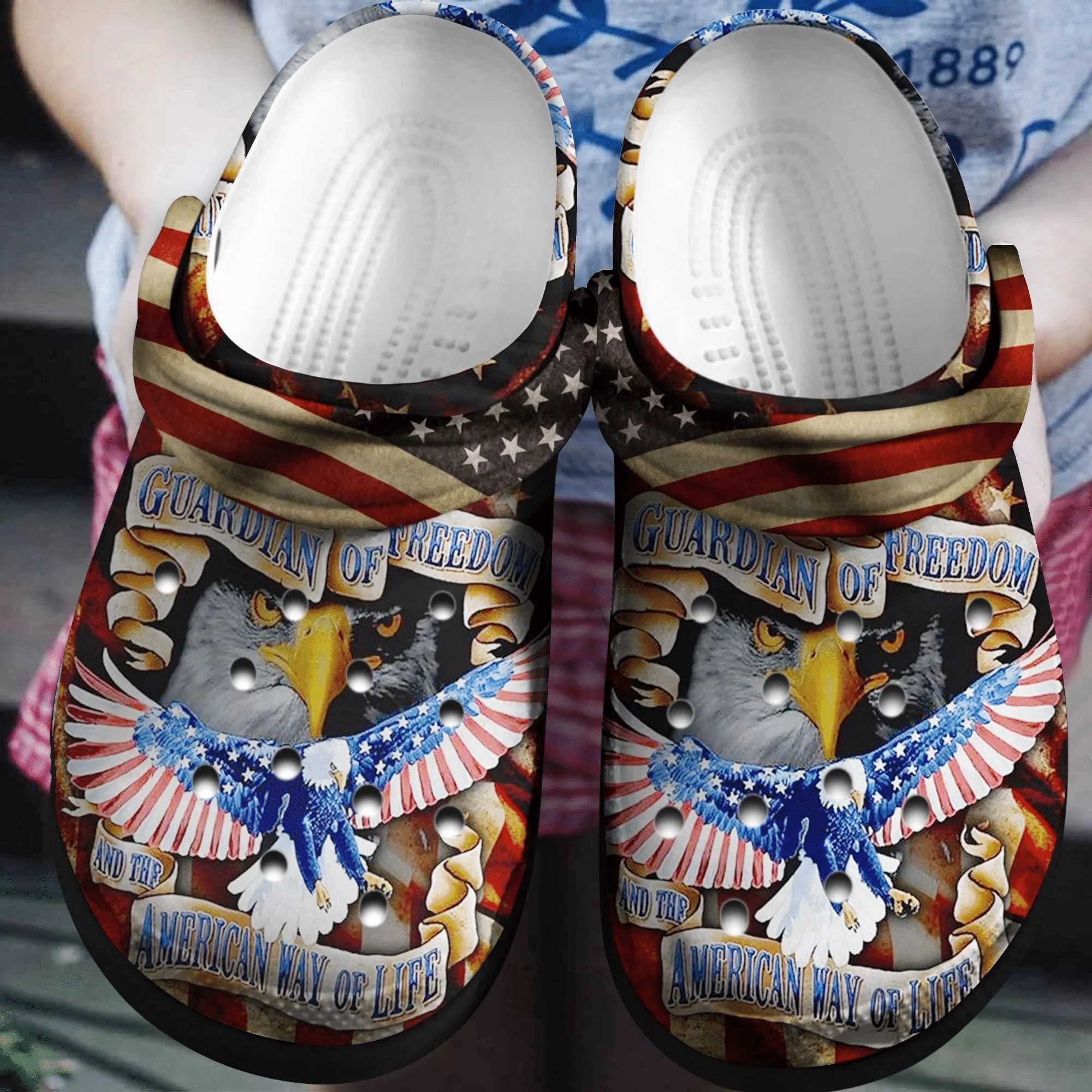 Eagle Guardian Of Freedom American Flag 4Th Of July Crocs Crocband Clogs