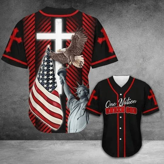 Eagle Statue Of Liberty One Nation Under God Personalized 3d Baseball Jersey kv, Unisex Jersey Shirt for Men Women