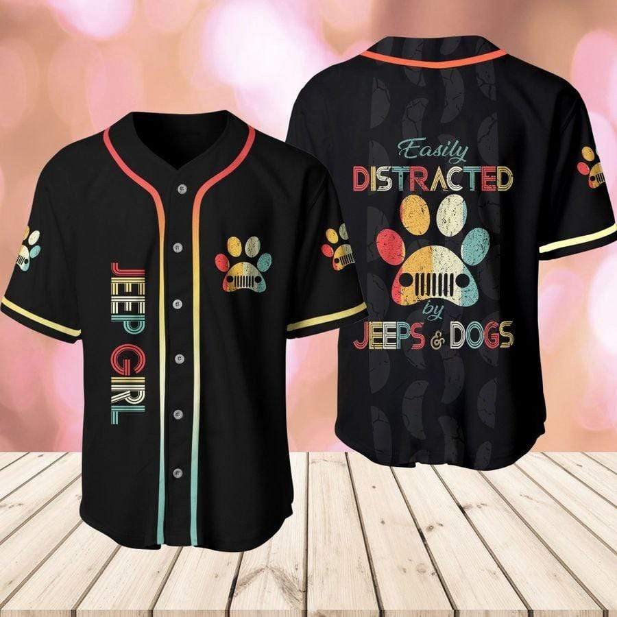 Easily Distracted By Jeeps And Dogs Personalized 3d Baseball Jersey
