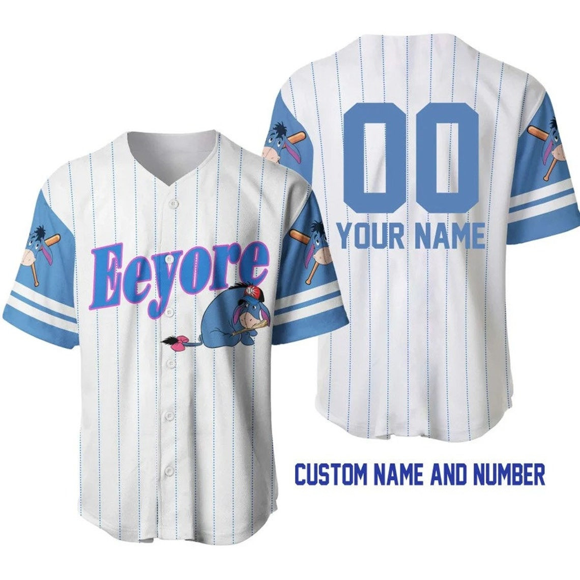 Eeyore Disney Personalized Baseball Jersey Disney Cartoon Custom Baseball Jersey Personalized Shirt Men Women Kids