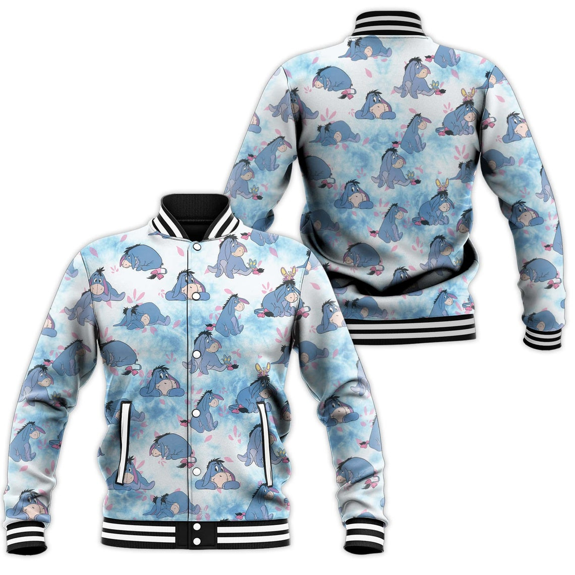 Eeyore Heart Disney Cartoon Personalized Baseball Jacket for Men Women