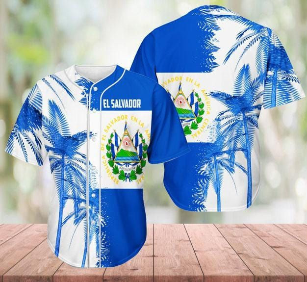 El Salvador Palm White Baseball Jersey, Unisex Jersey Shirt for Men Women