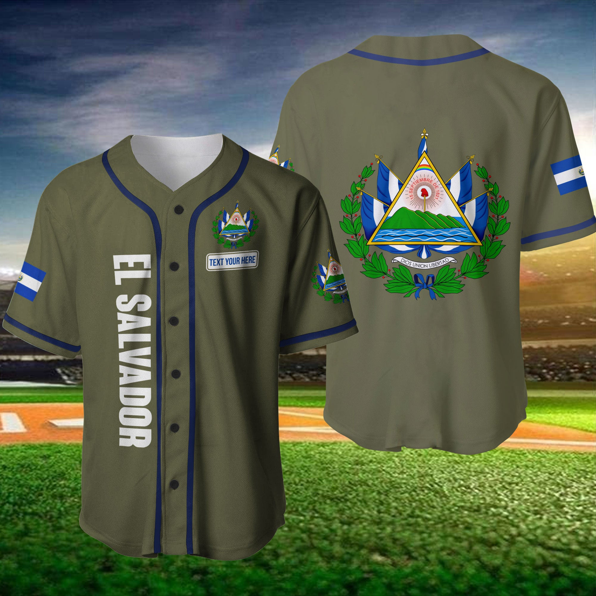 El Salvador Proud Personalized Baseball Jersey, Unisex Jersey Shirt for Men Women