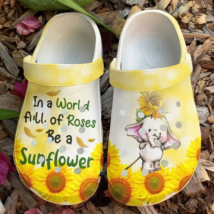 Elephant Crcocband Personalized Be A Sunflower Crocs Classic Clogs Shoes