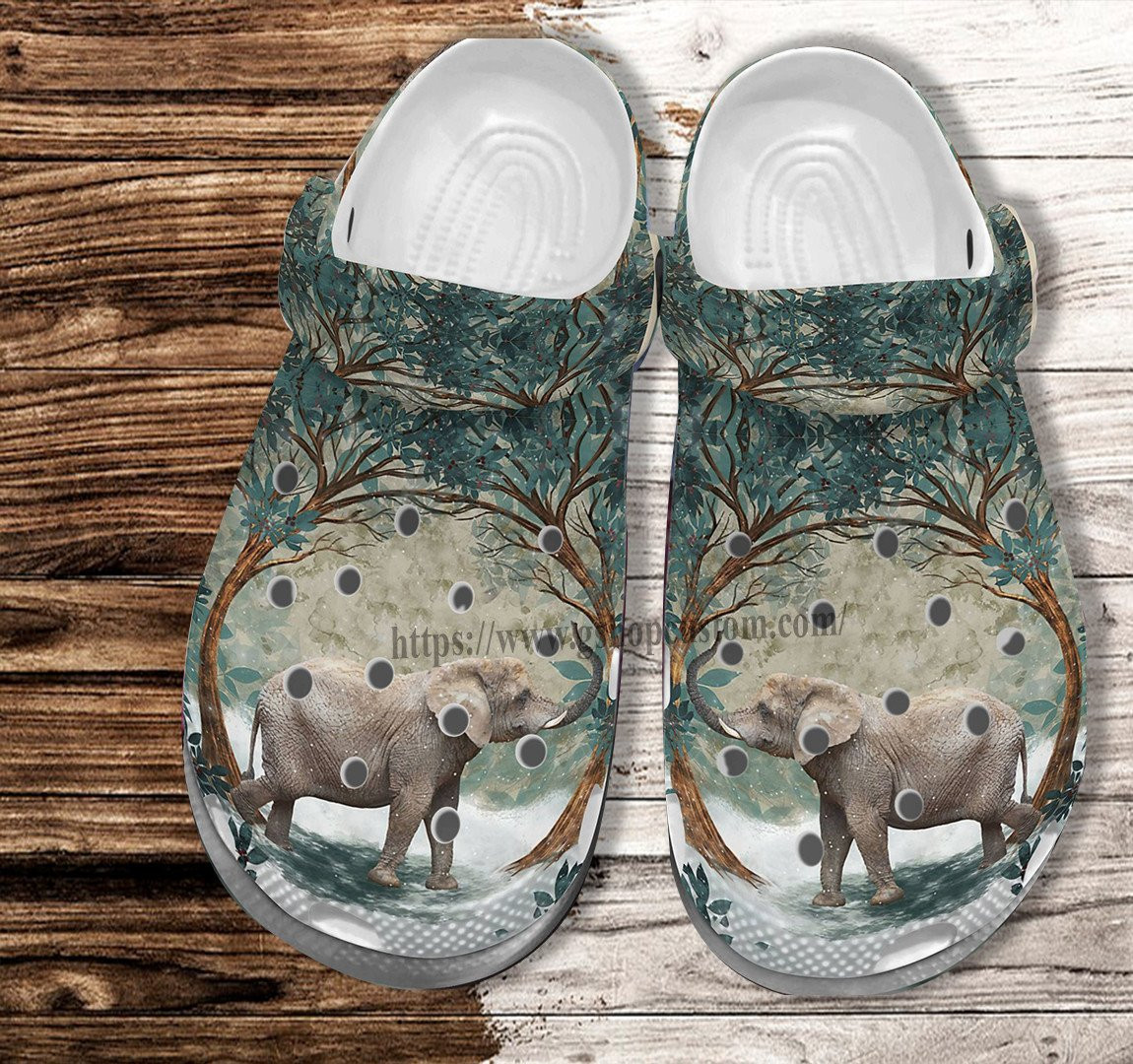 Elephant Jungle Tree Crocs Shoes For Men Women - Elephant Lover Croc Clogs Shoes Gift Mother Day 2022