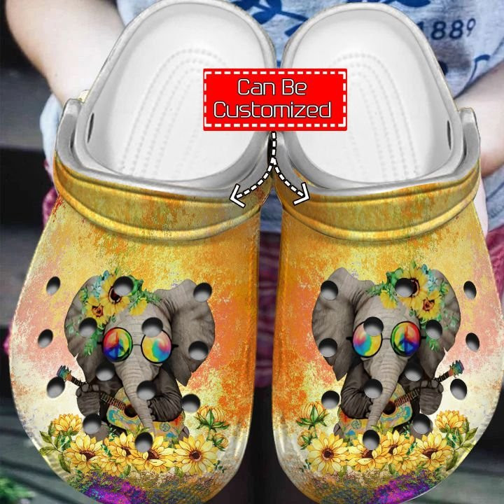 Elephant Sunflower Crocs Clog Shoes Elephant Crocs