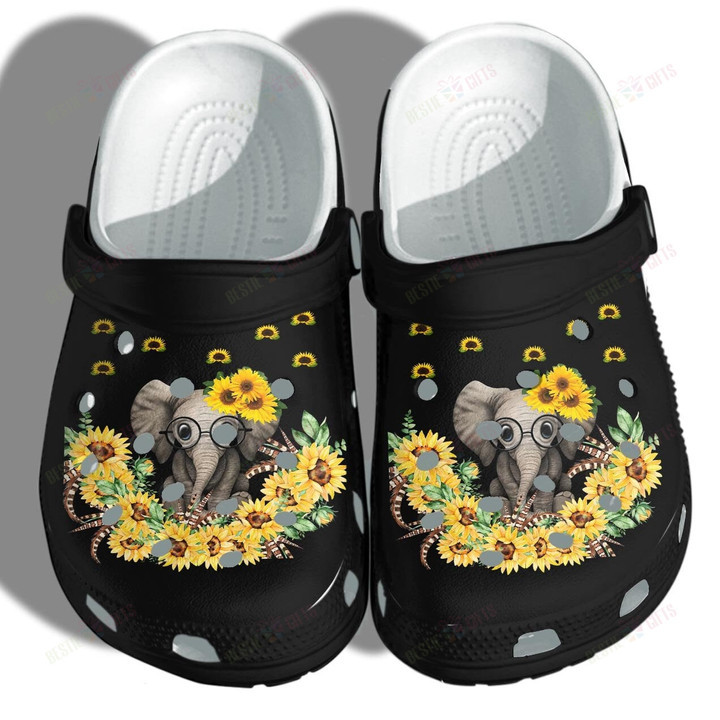 Elephant Sunflower Cute Crocs Classic Clogs Shoes