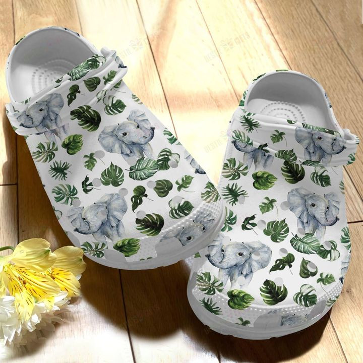 Elephant White Sole Elephant Pattern V1 Crocs Classic Clogs Shoes