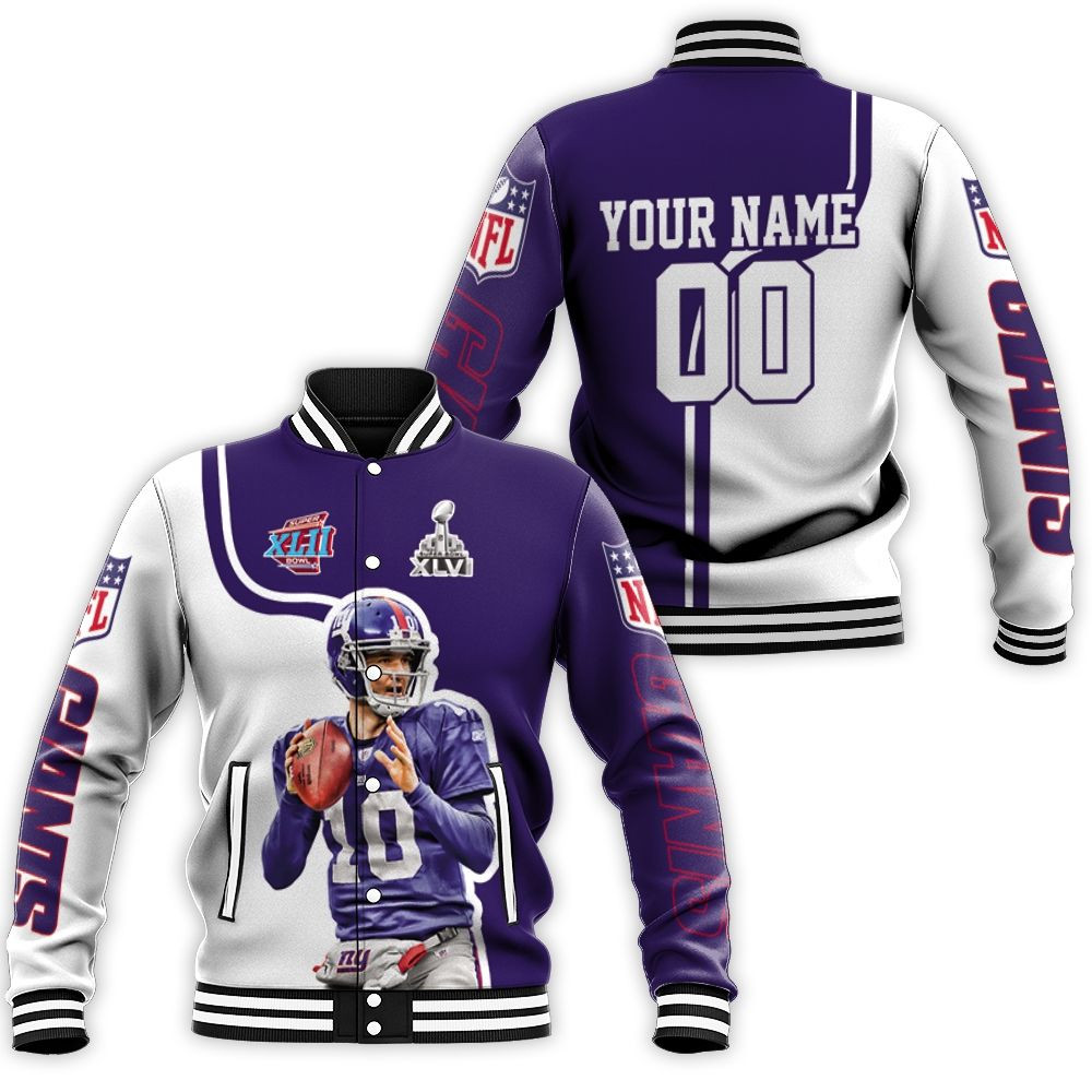 Eli Manning New York Giants Fan 3d Personalized Baseball Jacket for Men Women