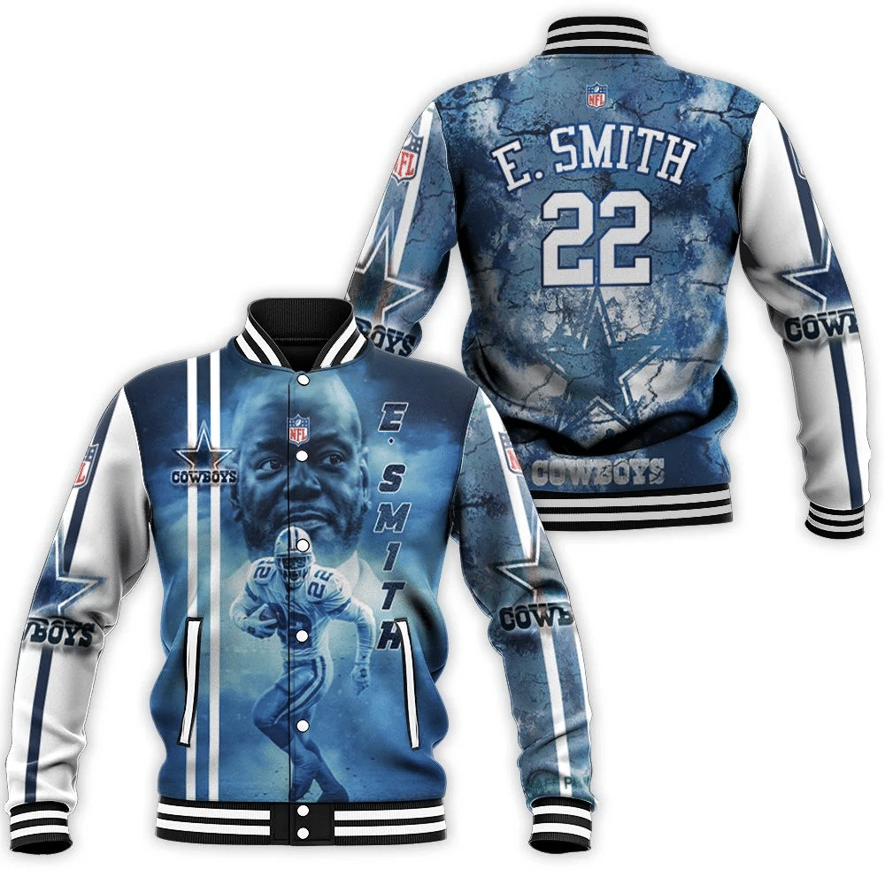 Emmitt Smith 22 Dallas Cowboys 3d Baseball Jacket for Men Women