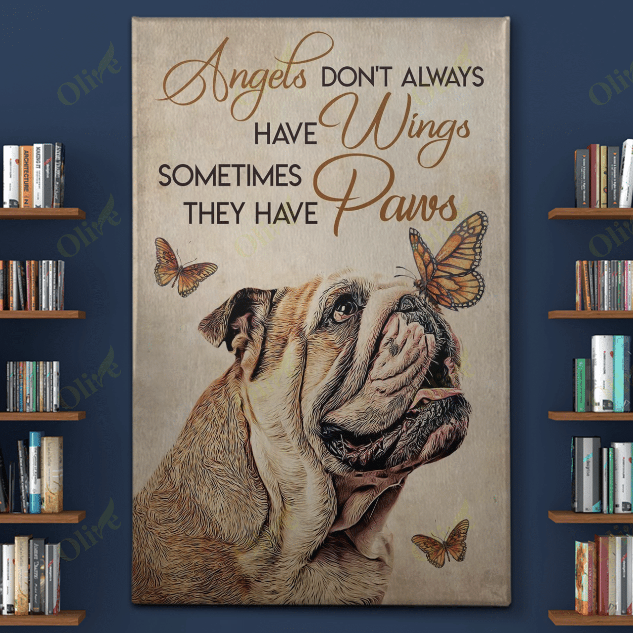 English Bulldog - Angles Don't Always Have Wings Poster And Canvas Art Wall Decor