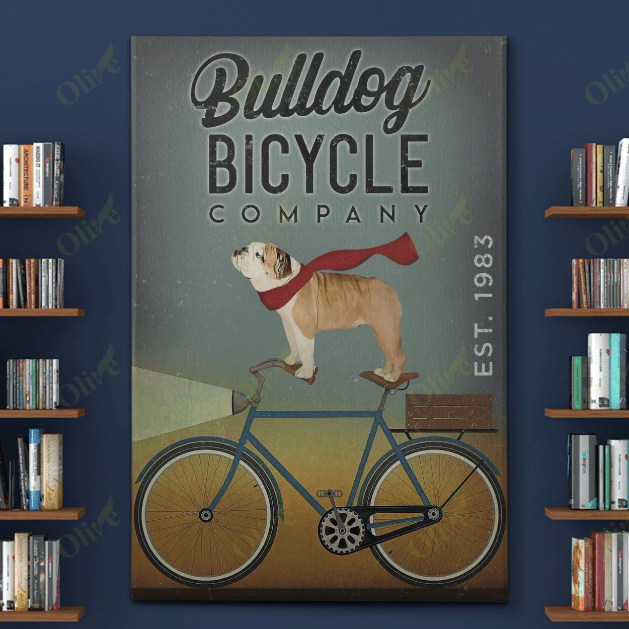 English Bulldog Bicycle Poster And Canvas Art Wall Decor