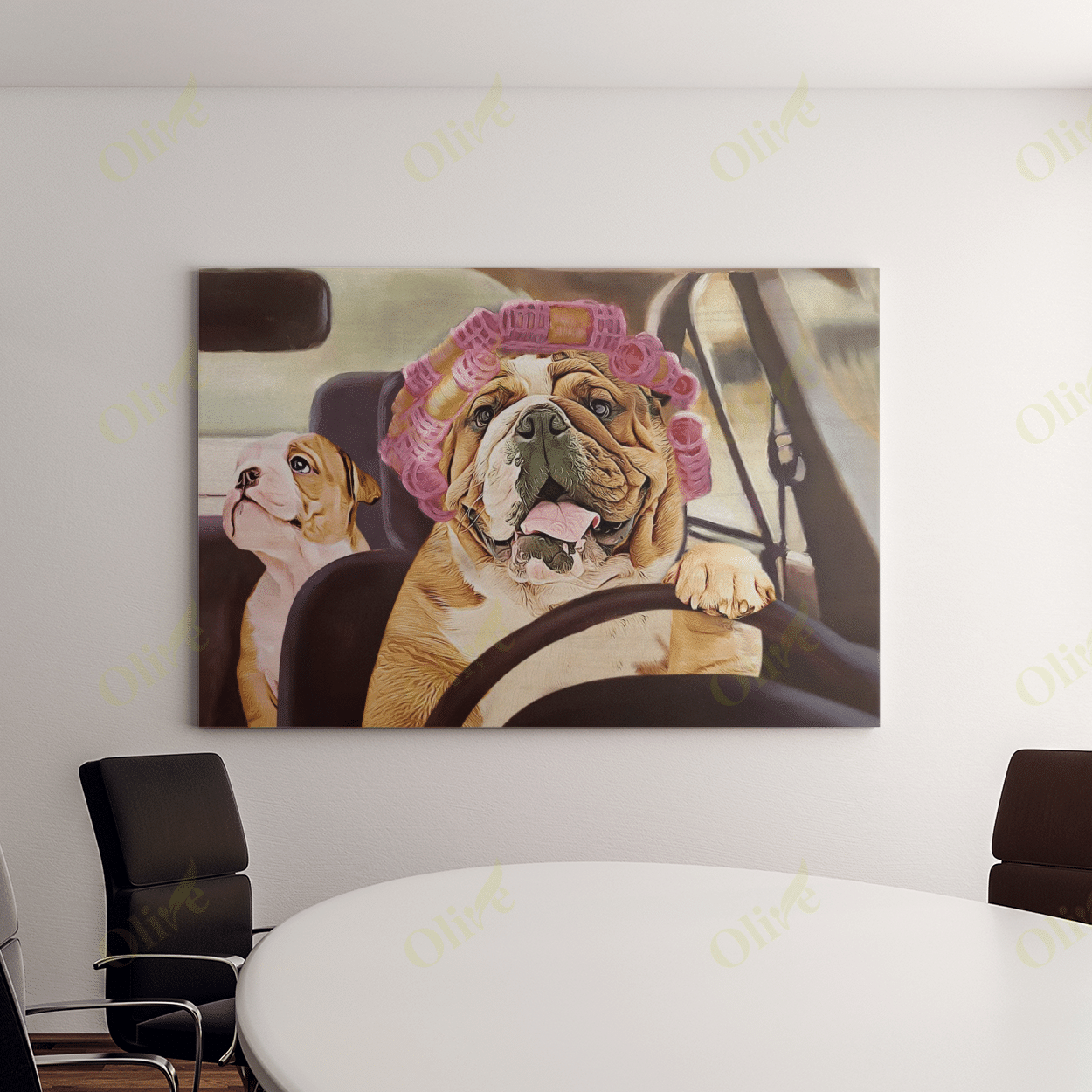 English Bulldog - Driving Canvas Bulldog Poster And Canvas Wall Decor