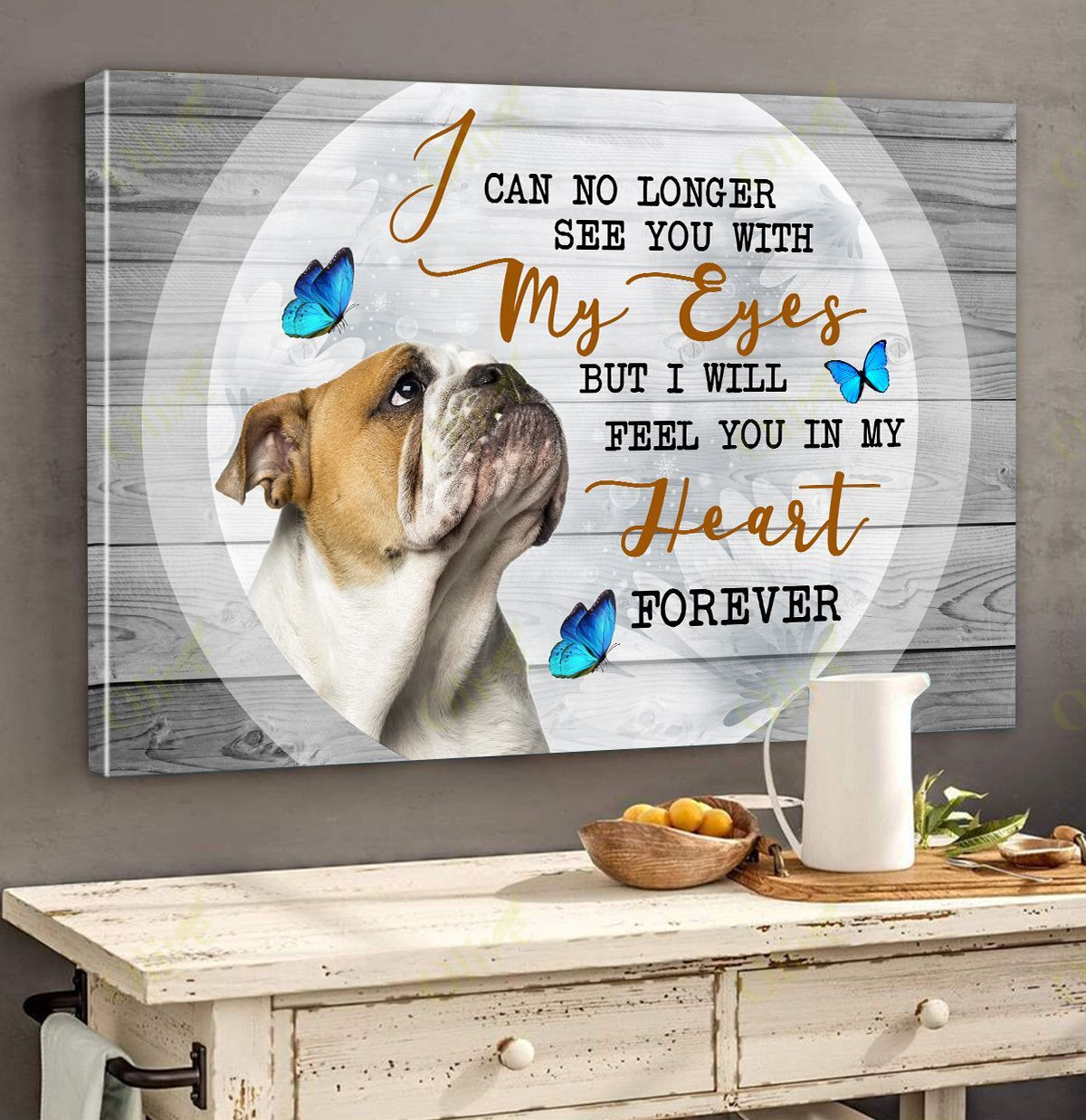 English Bulldog - I Feel You In My Heart Poster And Canvas Art Wall Decor