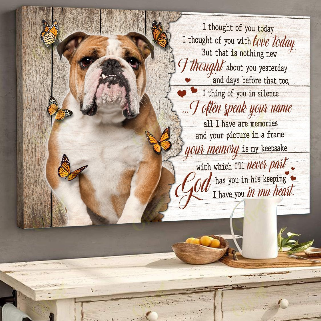 English Bulldog - I Have You In My Heart Poster And Canvas Art Wall Decor