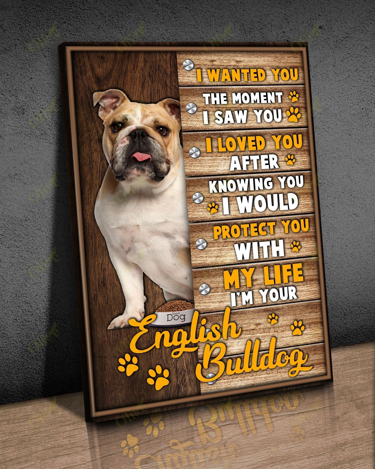 English Bulldog - I Would Protect You Poster And Canvas Art Wall Decor